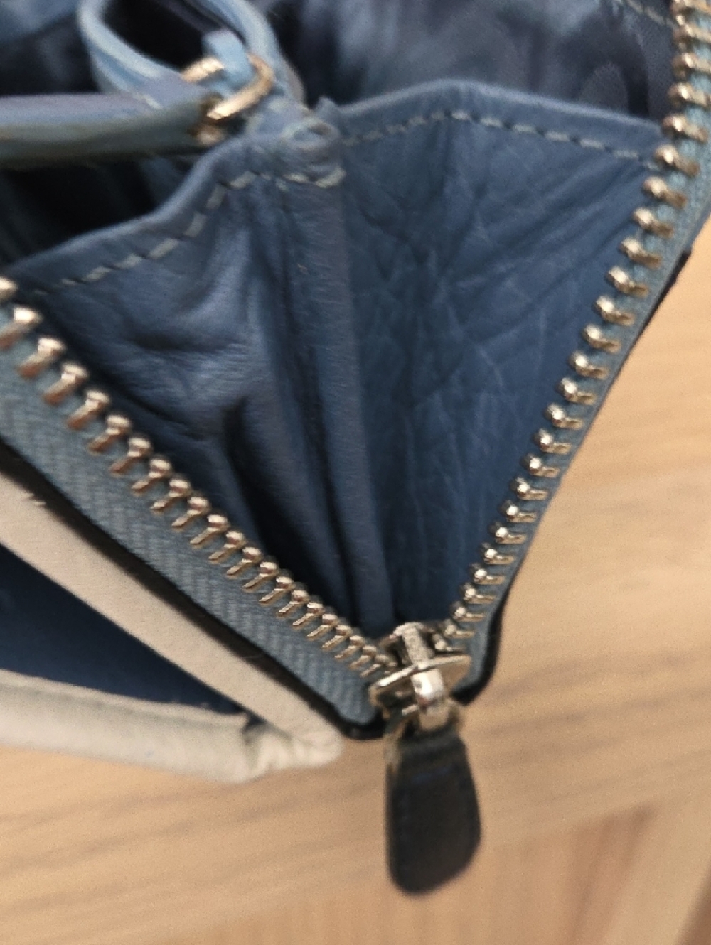 Rare VintageBrighton Barbados Double Flap Trifold Blue & White Leather Wallet - Picture 9 of 14